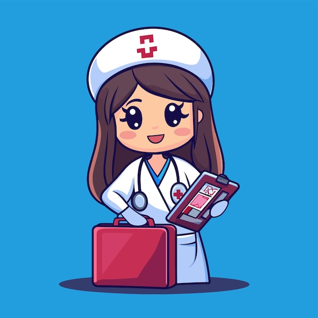 Vector cute nurse assessing vital signs vector