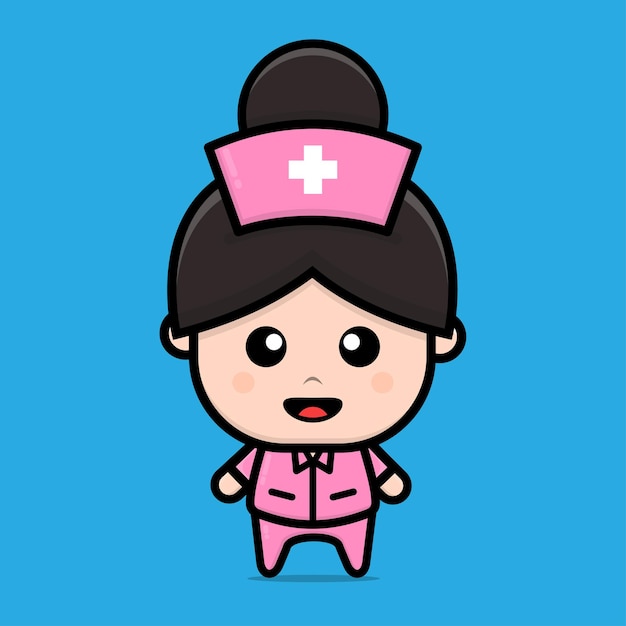 Cute nurse character cartoon illustration