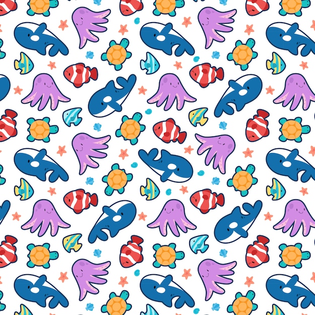 Cute ocean fish seamless pattern