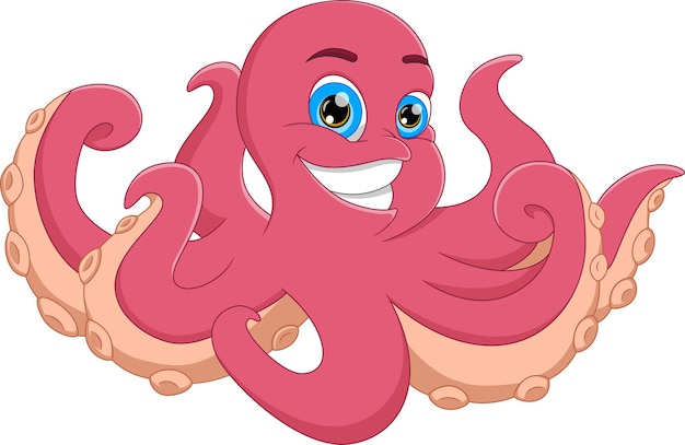 cute octopus cartoon posing and smiling