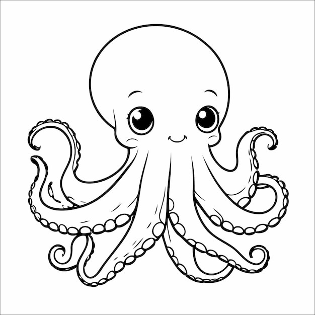 Cute Octopus Coloring Page For Kids