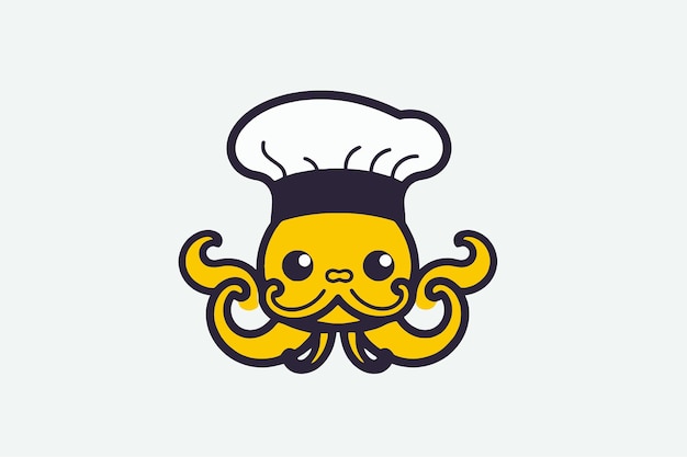 Cute octopus with chef039s hat Vector Illustration