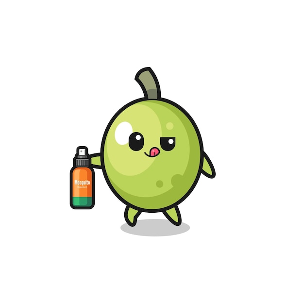 Cute olive holding mosquito repellent