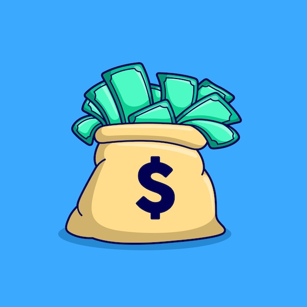 Cute open money bag vector illustration save money cartoon