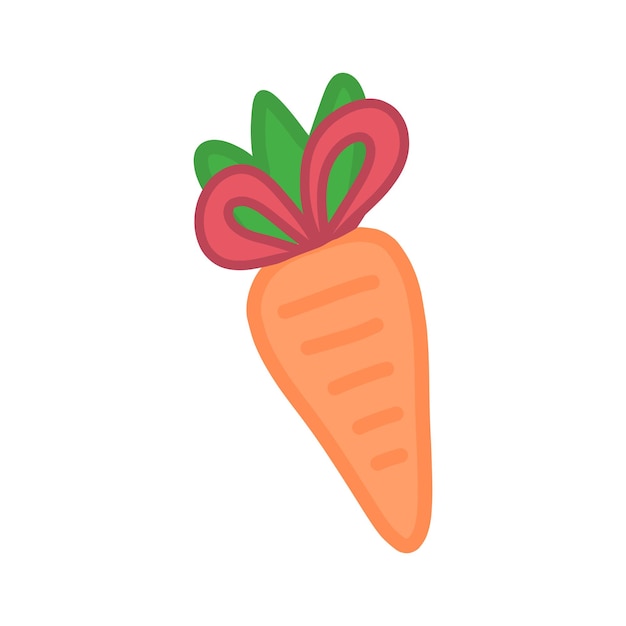 Cute orange carrot with bow vector isolated illustration