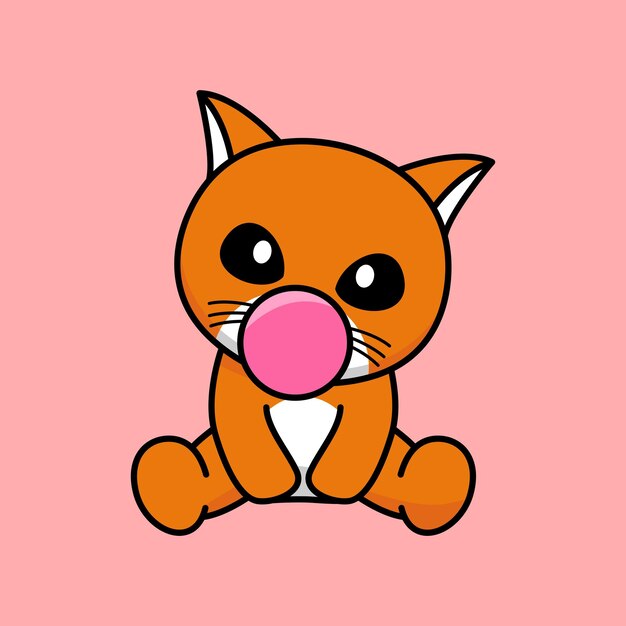 Cute orange cat character premium vector illustration