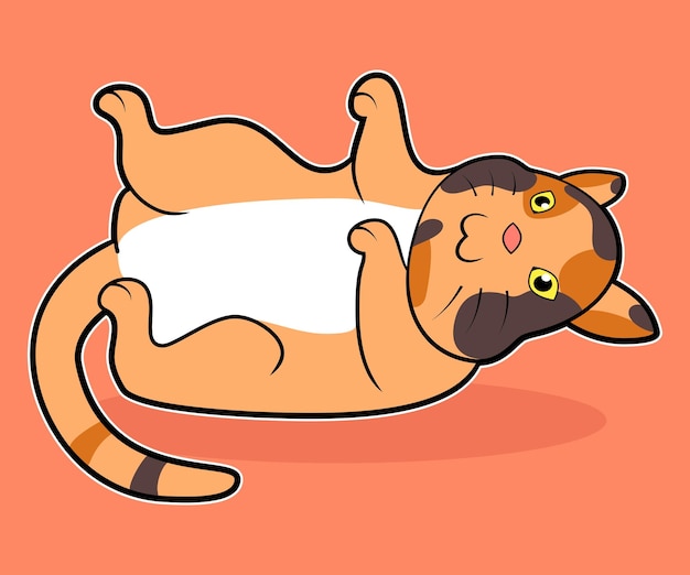 cute orange cat playing on the floor cartoon vector illustration concept isolated