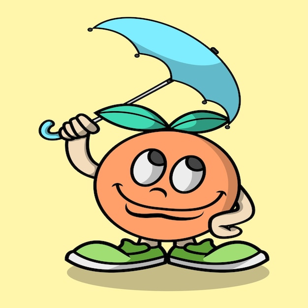 Cute orange is wearing an umbrella Converted