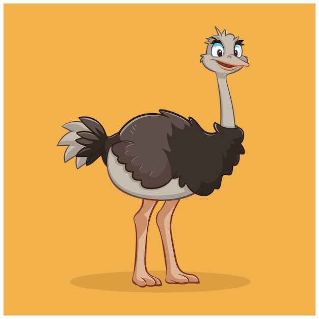 Vector cute ostrich animal cartoon animals illustration isolated on white background