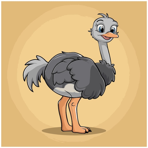 Vector cute ostrich animal cartoon animals illustration isolated on white background