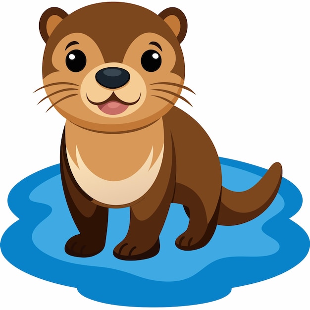 Vector cute otter cartoon vector icon illustration animal nature icon concept isolated premium vector flat cartoon style