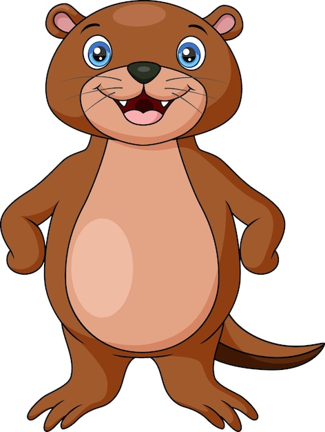 Cute otter cartoon on white background