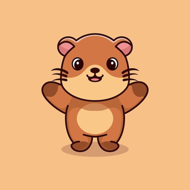 Cute otter mascot illustration cartoon premium vector