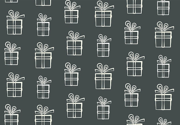 Cute outline white gift boxes pattern