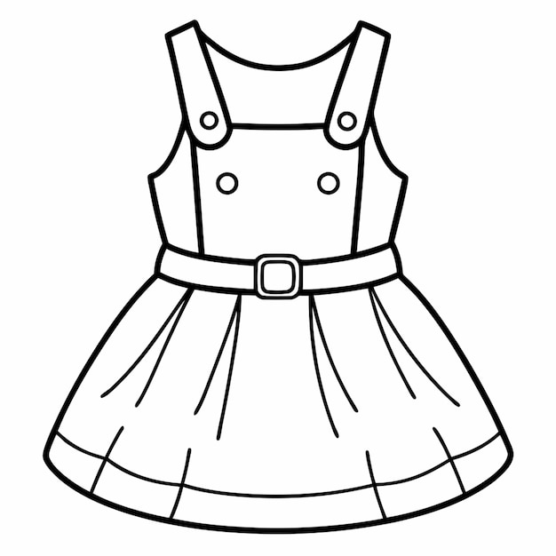 a cute overall dress vector illustration line art