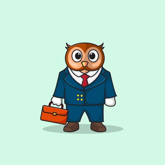 Vector cute owl cartoon businessman