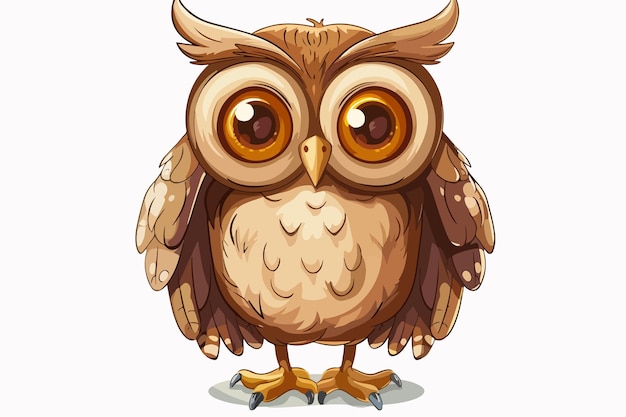 Cute Owl Cartoon Character Single Clipart Isolated on White Background