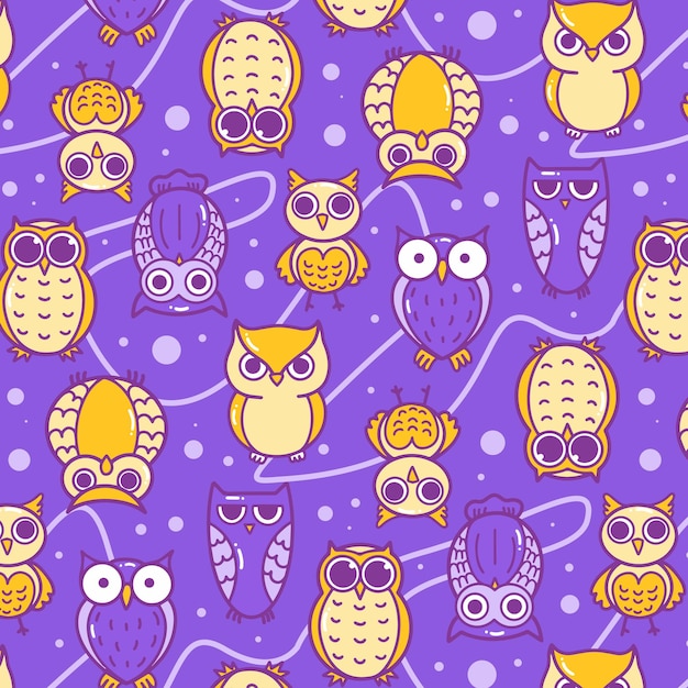 Cute Owl Cartoon Pattern Background