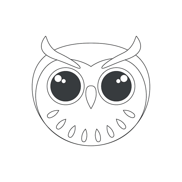 Cute owl face night birds head of simple circle shape knowledge symbol