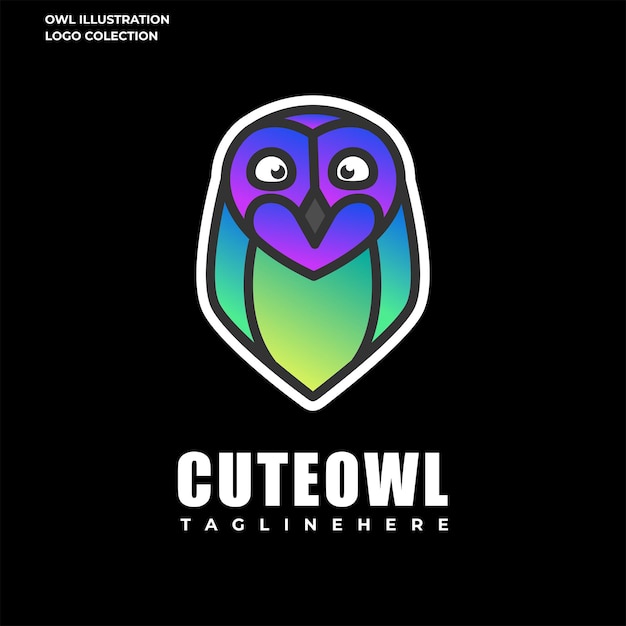 Cute owl illustration logo