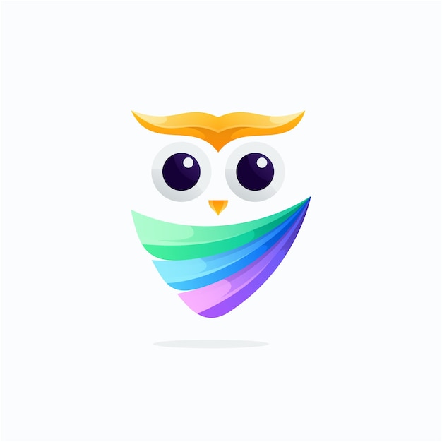 Cute owl logo colorful vector illustration modern style.