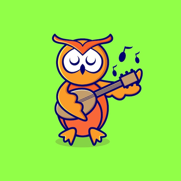 Cute owl playing guitar illustration