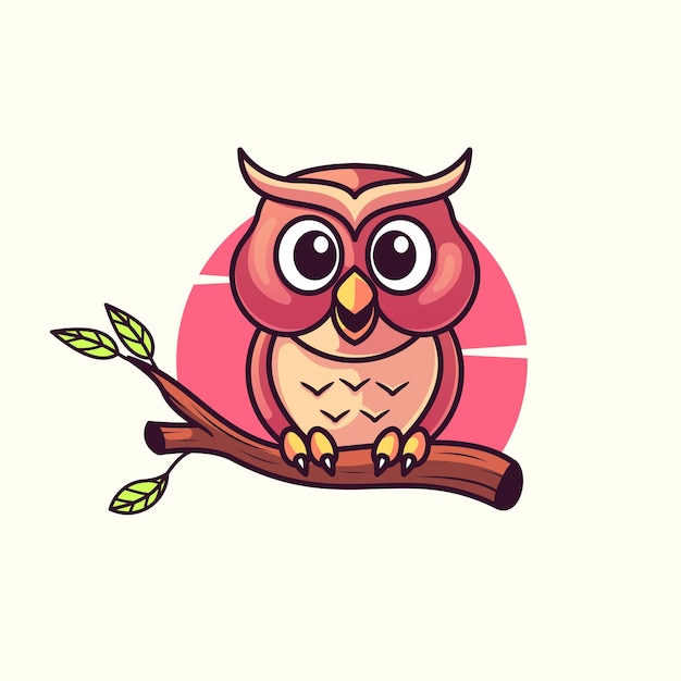 cute owl vector illustration flat cartoon style