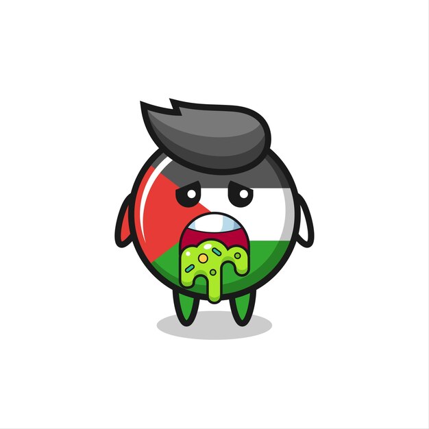 The cute palestine flag badge character with puke , cute style design for t shirt, sticker, logo element