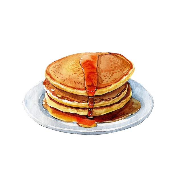 cute pancake vector illustration in watercolour style