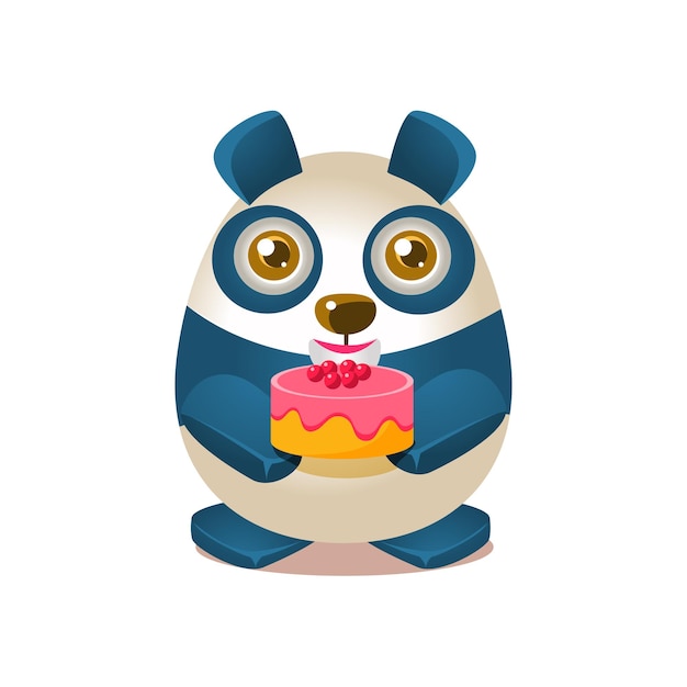 Cute Panda Activity Illustration With Humanized Cartoon Bear Character Holding A Cake