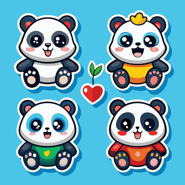 Cute Panda Bear Cartoon Stickers