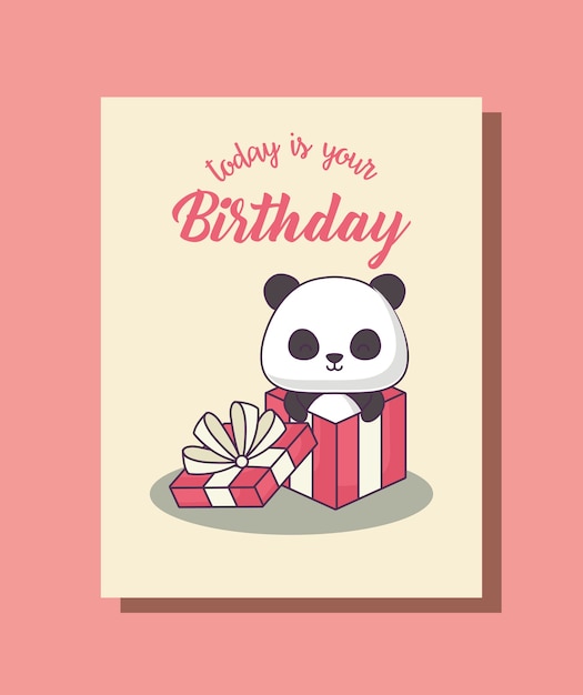 cute panda bear celebrating party kawaii character 