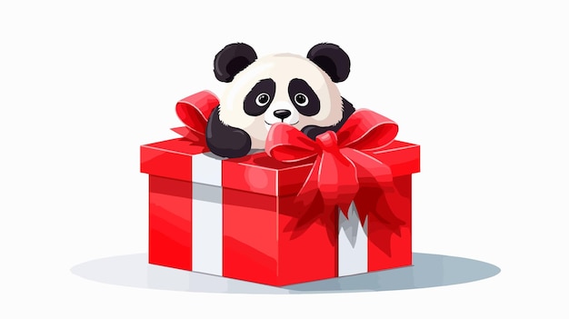 Cute Panda Bear in Gift Box Vector Illustration Design