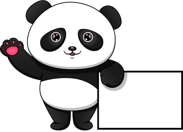 Cute panda and blank sign