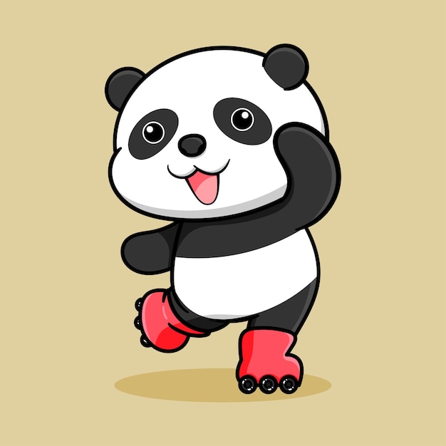 cute panda cartoon design with roller skates