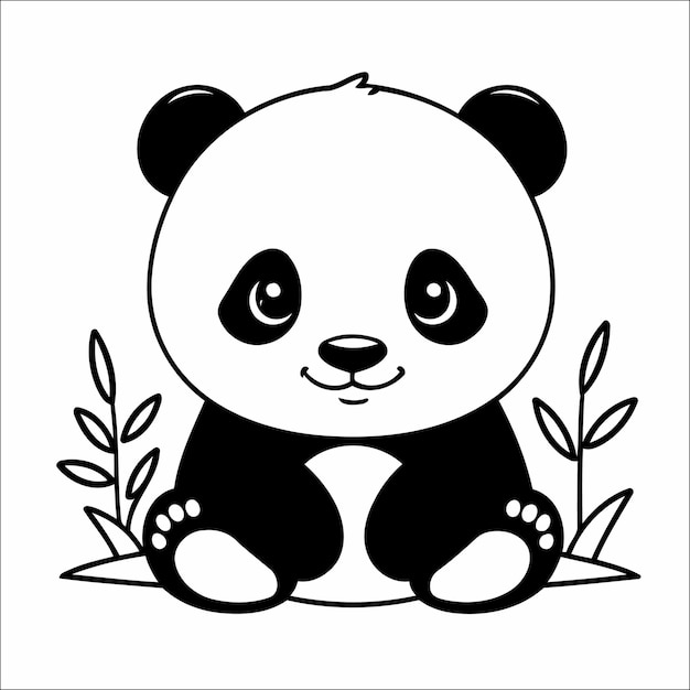 Cute Panda Coloring Page For Kids