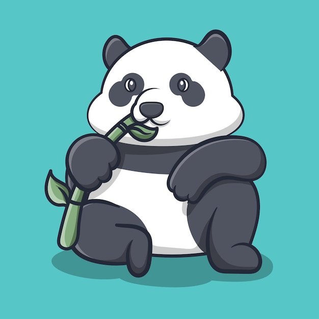 Cute panda design eat bamboo