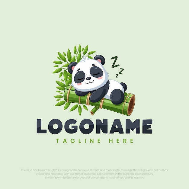 Cute Panda Eat Bamboo Icon Illustration Panda Mascot Cartoon Character Animal Icon Concept Isolate