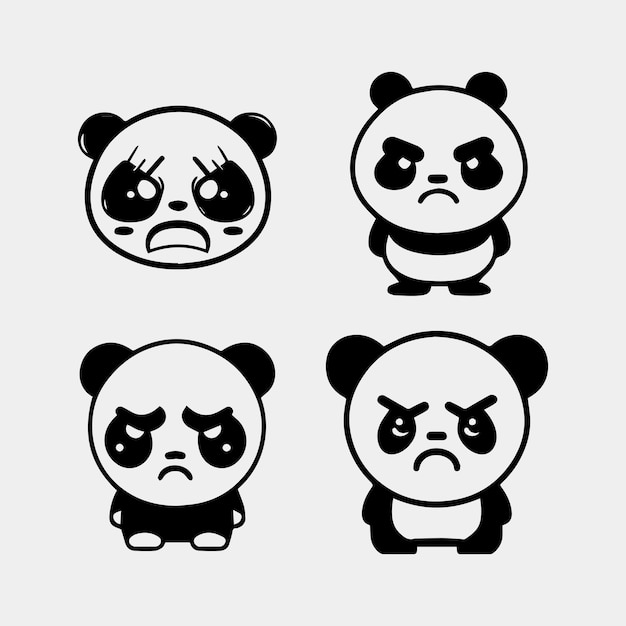 Cute panda face vector icon or logo design