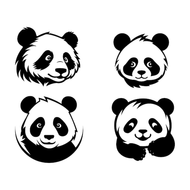 cute panda flat logo vector illustration generative ai