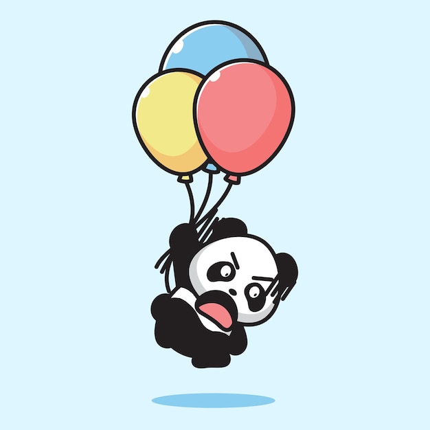 cute panda flying with balloon