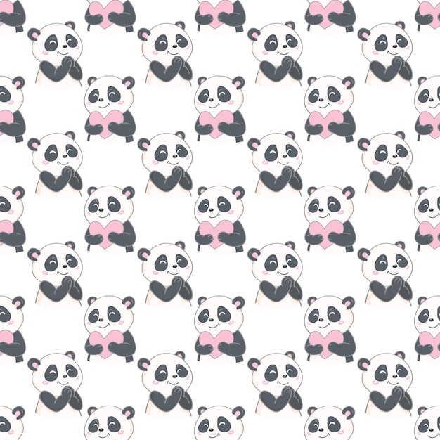 Vector cute panda illustration vector panda baby seamless pattern