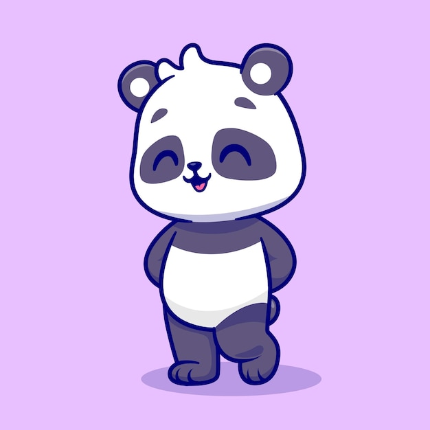 Cute Panda Shy Cartoon Vector Icon Illustration Animal Nature Icon Concept Isolated Premium Vector