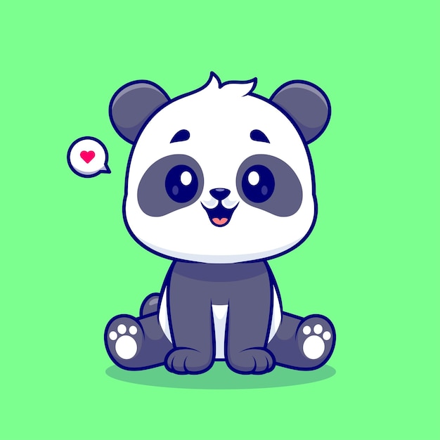 Cute Panda Sitting Cartoon Vector Icon Illustration Animal Nature Icon Concept Isolated Flat