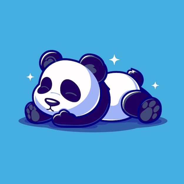 Cute panda sleeping cartoon illustration flat vector design