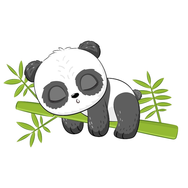 Cute panda on a tree Vector illustration of a cartoon