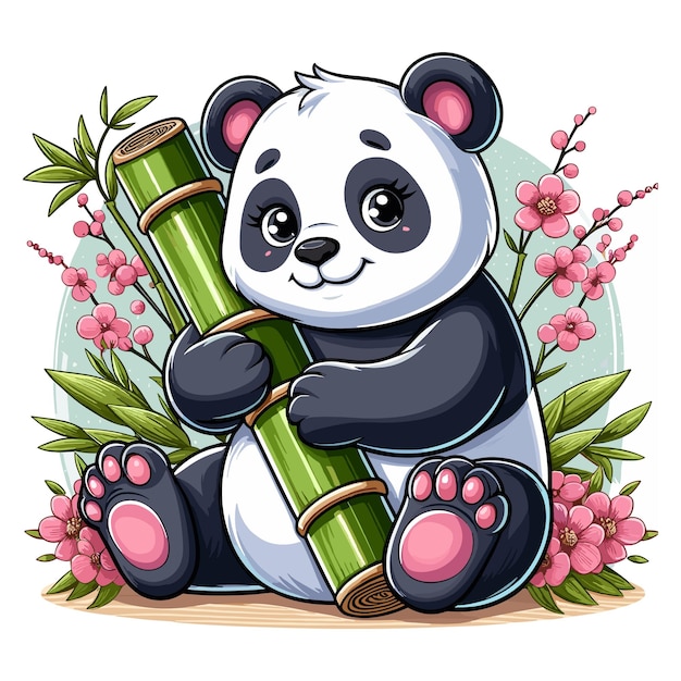 Cute Panda vector cartoon illustration