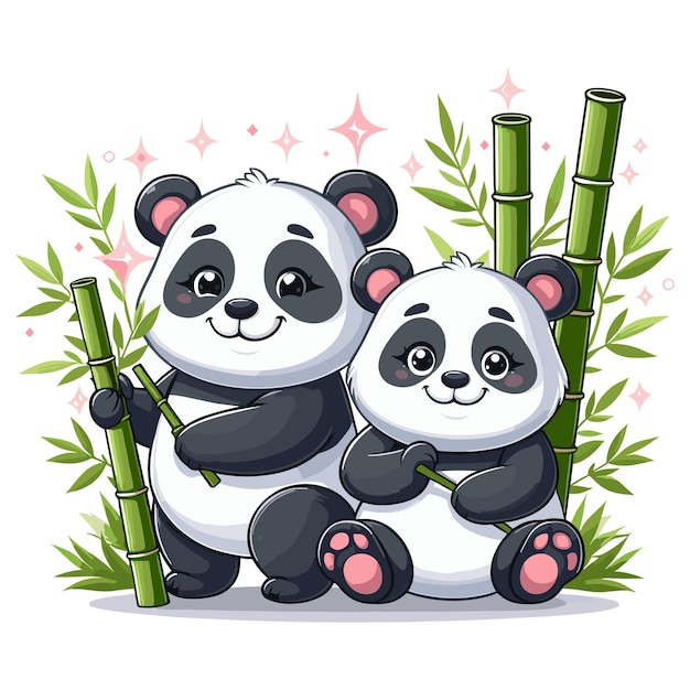 Cute Panda vector cartoon illustration