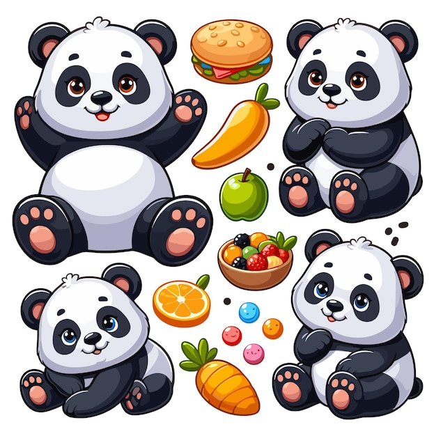 Cute Panda vector cartoon illustration