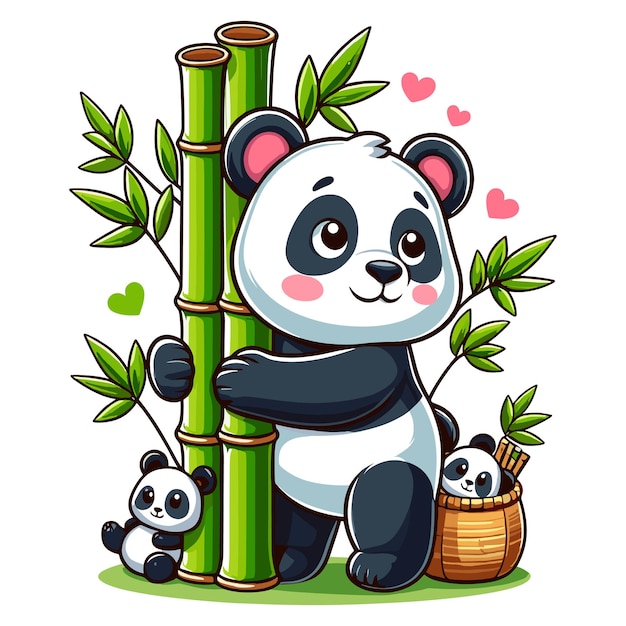 Cute Panda vector cartoon illustration